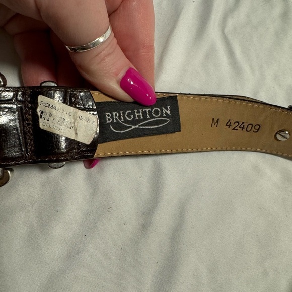 Brighton Romantic Heart Vintage 42409 Women’s Belt Brown Croc Leather 1995 VTG main image 11